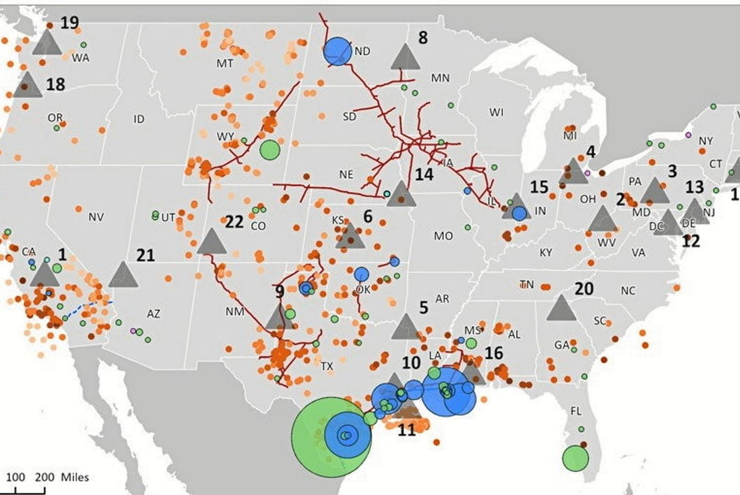 Map of U.S. Hydrogen Hubs